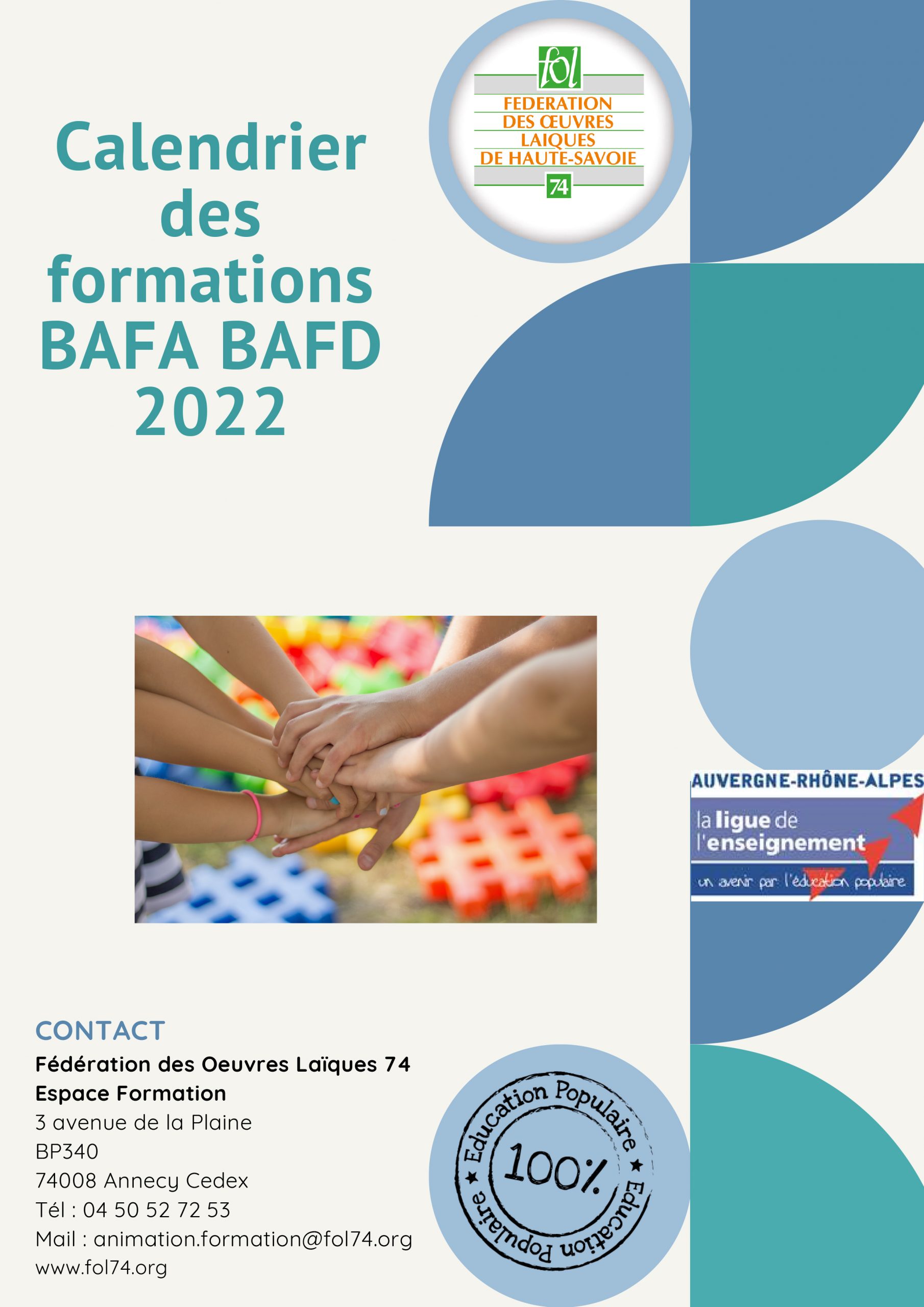 Calendrier BAFA/BAFD 2022 – Fédération des Œuvres Laïques 74