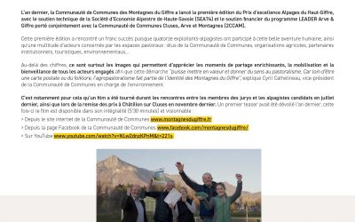 Découvrez le film de la première édition du Prix d’excellence Alpages