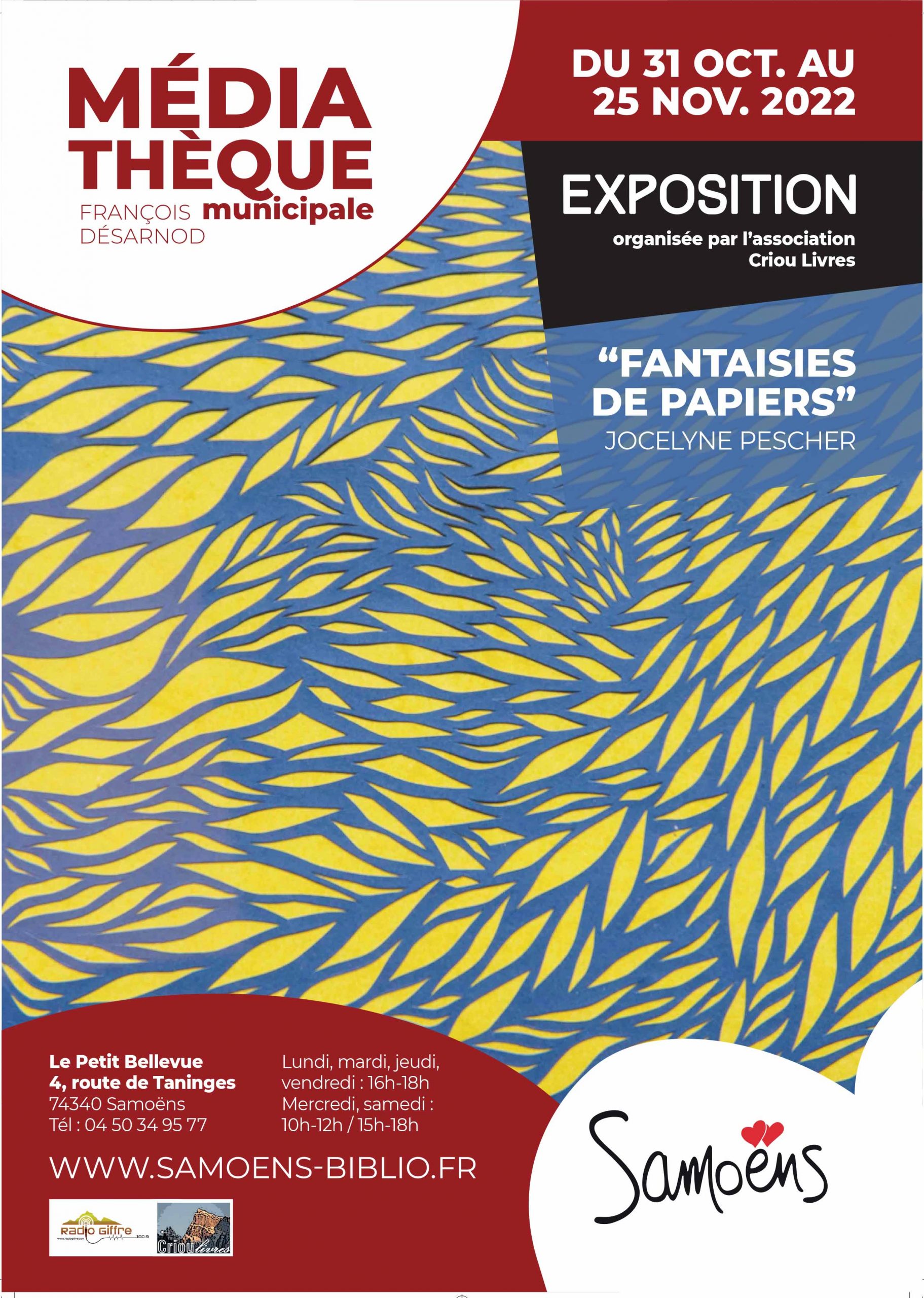 Exposition Novembre « Fantaisies de papiers » – Médiathèque municipale
