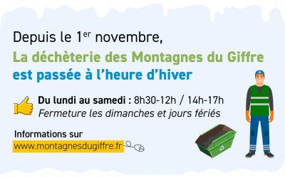 Horaires d’hiver pour la déchèterie des Montagnes du Giffre
