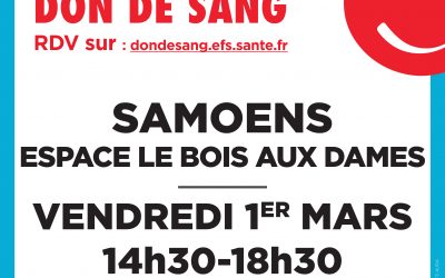 Collecte de sang par l’Etablissement Français du Sang le vendredi 01 mars 2024