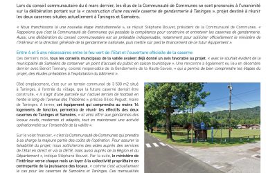 Projet de gendarmerie unique à Taninges – Validation officielle des élus