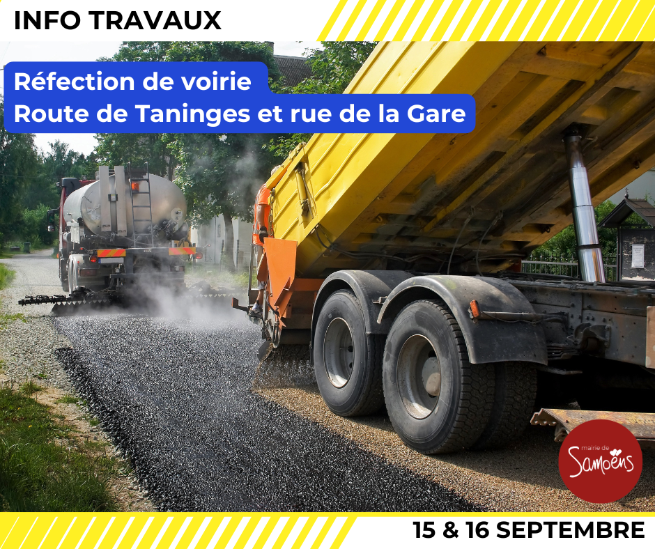 Travaux route de Taninges et rue de la Gare les 15 et 16 septembre