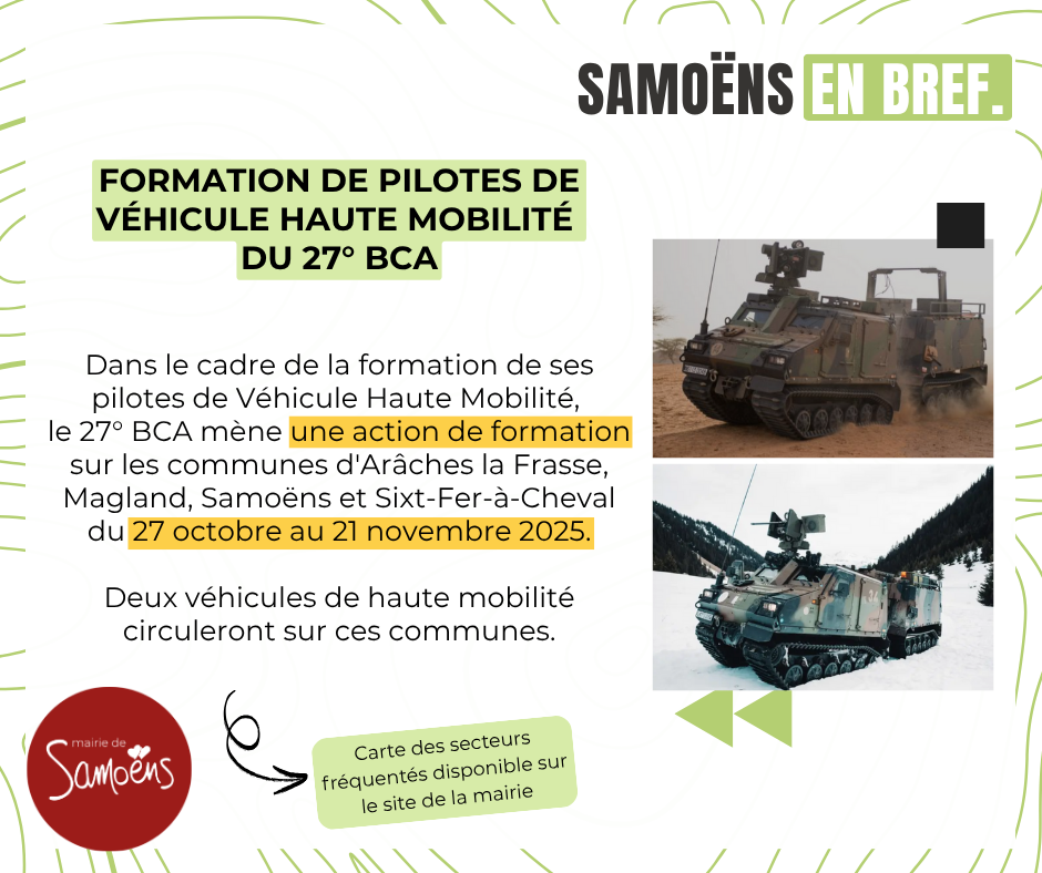 Formation de pilotes de Véhicule Haute Mobilité du 27° BCA du 27 octobre au 21 novembre